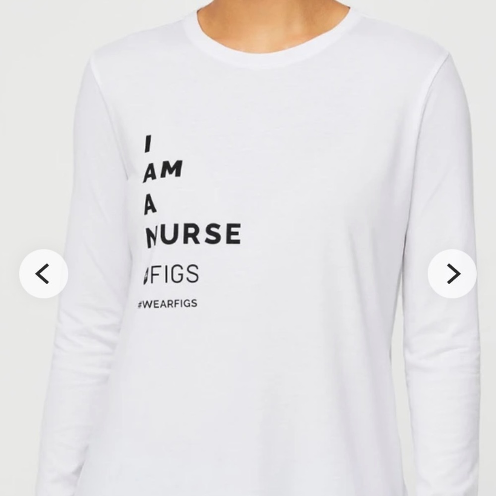 I AM A NURSE figs long sleeve white underscrub, size medium.